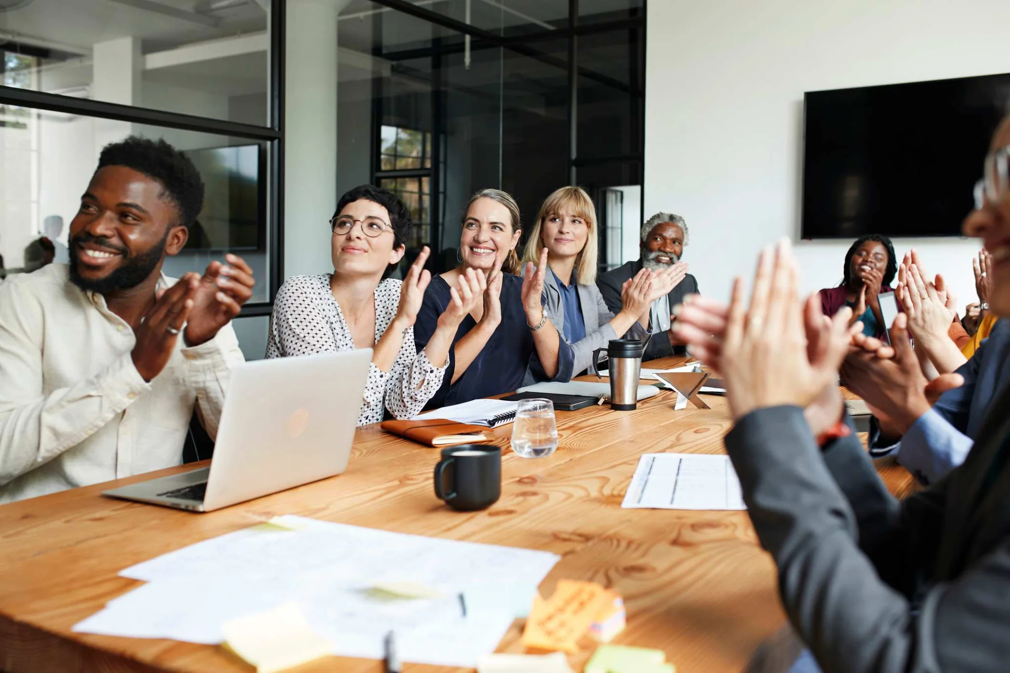 Business team collaborating in a modern office